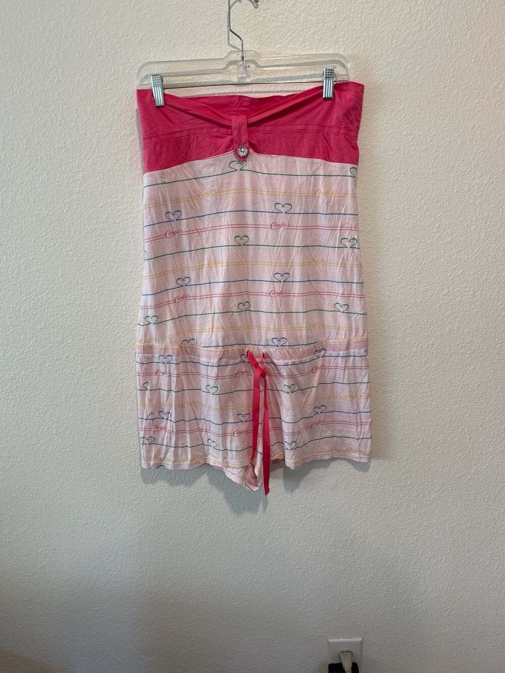 Candie's Intimate Strapless Heart Stripe Sleep Romper Size XL